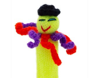 Octopus finger puppet for playing and learning from wool knits for children and babies