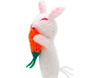 Bunny finger puppet puppet theater for playing and learning from wool knitting for children and babies