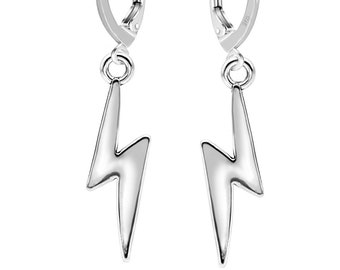 Brisur earrings in sterling silver 925 with pendant flash lucky charm for ladies, and girls