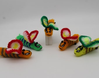 Butterfly, finger puppet puppet theater for playing and learning made of wool knitting for children and babies