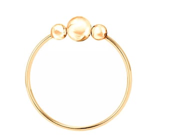 Piercing Ring 925 Sterling Silver Gilded Yellow Gold Thin Hoop Ear Piercing Lip Ring and Nose Piercing (Ball Closure)