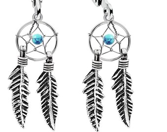 Brisur Earrings Earrings with Dream Catcher made of Sterling Silver 925 for Women and Girls