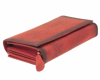 Women's Leather Wallet Terracotta with RFID Protection – Large, Elegant & Functional