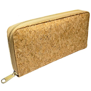 Cartera vegana con cremallera, monedero, cartera de viaje, 100% corcho con muchos compartimentos para tarjetas de crédito para mujeres y niñas