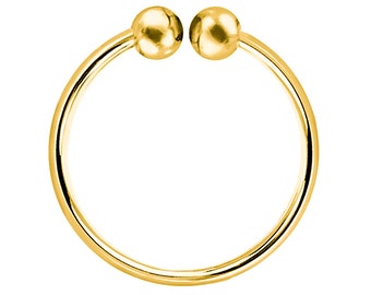 Unisex Fake Piercing Hoop Ring Clip On Clamp Ring made of 925 Sterling 18k Yellow Gold Plated for Lips, Noses and Ears