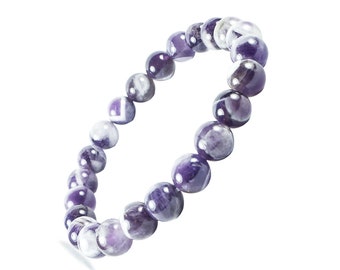 Gemstone Amethyst Bracelet Yoga Stone Bracelets for Women, Men and Girls Stretch and Elastic Adjustable