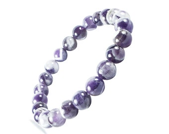 Gemstone Amethyst Bracelet Yoga Stone Bracelets for Women, Men and Girls Stretch and Elastic Adjustable