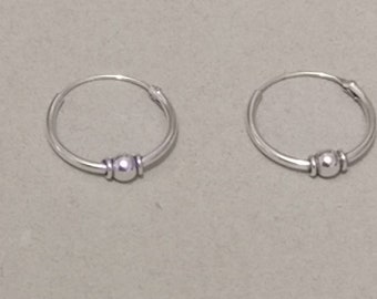 Pair of earrings hoop earrings 925 sterling silver with ball