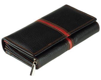 Wallet purse wallet or wallet with RFID protection made of genuine leather with many credit card slots