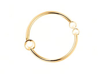 Fake piercing ring 925 sterling silver gold plated yellow gold fine hoop ear piercing lip ring and nose piercing.