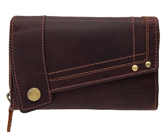 High-quality, elegant, soft genuine buffalo leather compact wallet with many credit card slots.