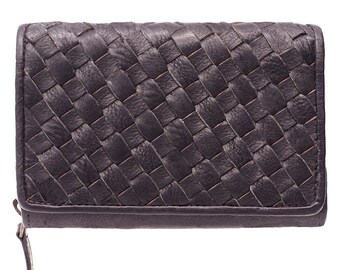 High quality elegant and genuine buffalo leather compact wallet - purse with lots of credit card slots