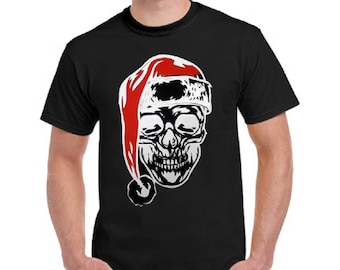 T-shirt with Santa Claus skull print short sleeve gentleman