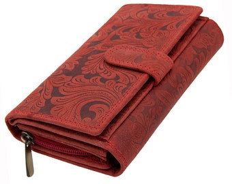 Ladies wallet and purse or purse with RFID protection made of genuine leather Compact with lots of credit card slots