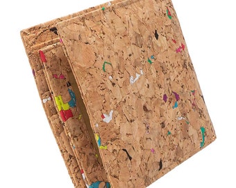 Vegan wallet travel wallet business wallet made of real cork with many credit card compartments for business men
