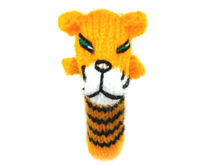 Tiger, finger puppet puppet theater for playing and learning from wool knitting for children and babies