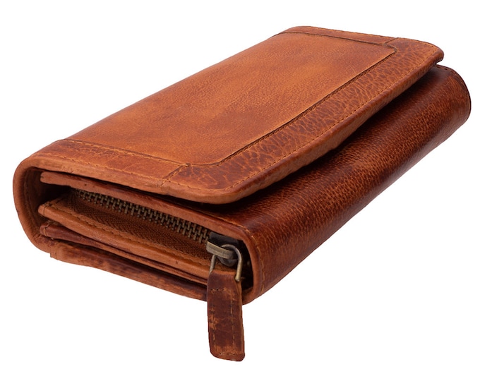 Featured listing image: Women's wallets or purses made of genuine leather with RFID protection, large and compact with many credit card slots