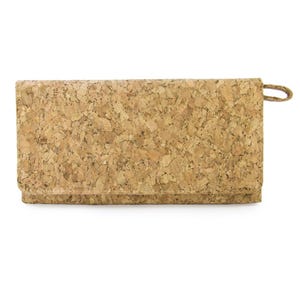 Vegan Geldbeutel Geldbörse Reisebrieftasche kompakt Brieftasche aus 100% Kork mit Magnetknopf und Handschlaufe