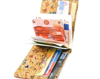 Men's Vegan Card Case Card Sleeve Wallet Banknote Clip Made of Real Cork