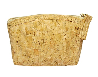 Small vegan coin purse coin purse key case made of fine cork in natural color for women and girls