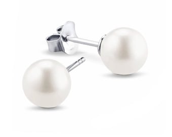 Stud earrings 925 sterling silver freshwater cultured pearls 925 sterling silver for women and girls.