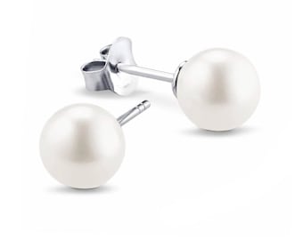 Earrings 925 Sterling Silver Freshwater Cultured Pearls 925 Sterling Silver for Women and Girls.