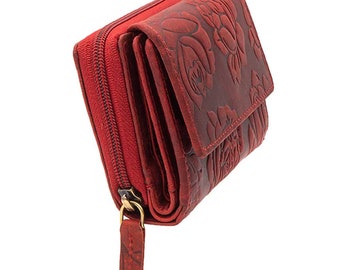 Genuine buffalo leather wallet or purse with RFID protection and many credit card slots for women and girls