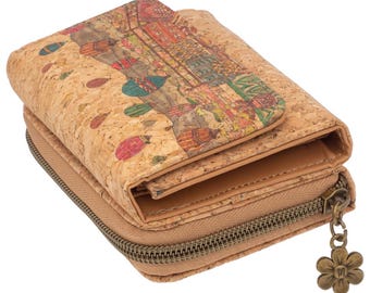 Cork wallet with hot air balloon design – Sustainable, colorful & functional – Women's wallet