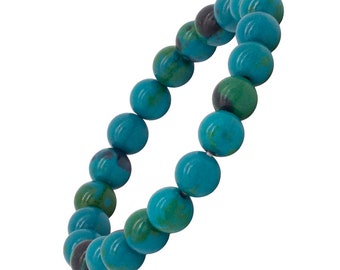 Unisex yoga stone bracelet made of green-blue turquoise natural stone stretch and elastic-adjustable