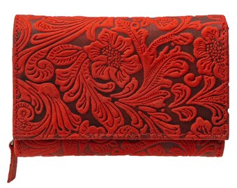 Women's wallet or purse made of genuine buffalo leather with RFID protection. Compact with many special credit card slots.