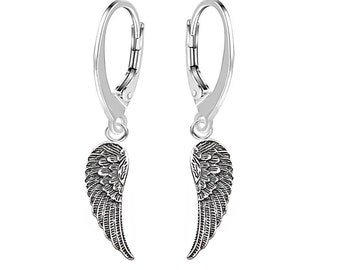 Brisur Earrings Earrings with an angel wing made of sterling silver 925 for women and girls