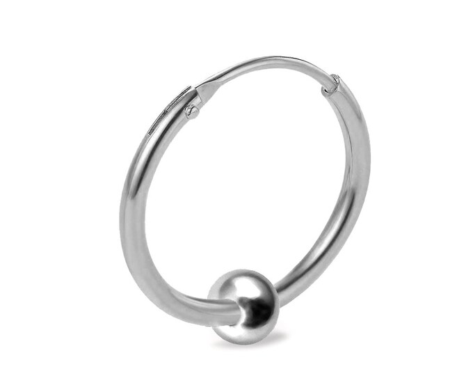 Single Unisex Earring Earrings 925 Sterling Silver with Ball | Diameter 20 mm .