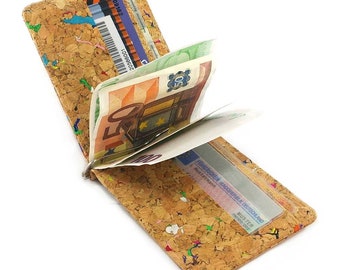 Men's Vegan Card Case Card Sleeve Wallet Banknote Clip Made of Real Cork