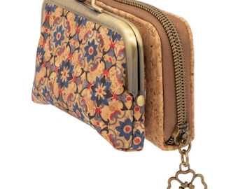 MarBello Vegan Small Credit Card Case Wallet Purse made of cork compact with many credit card compartments for women and girls (PM 40499)