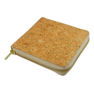 Cartera vegana con cremallera, cartera de corcho con muchos compartimentos para tarjetas de crédito para mujeres y niñas