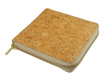 Vegan Zip Wallet Cork Wallet with many credit card slots for women and girls