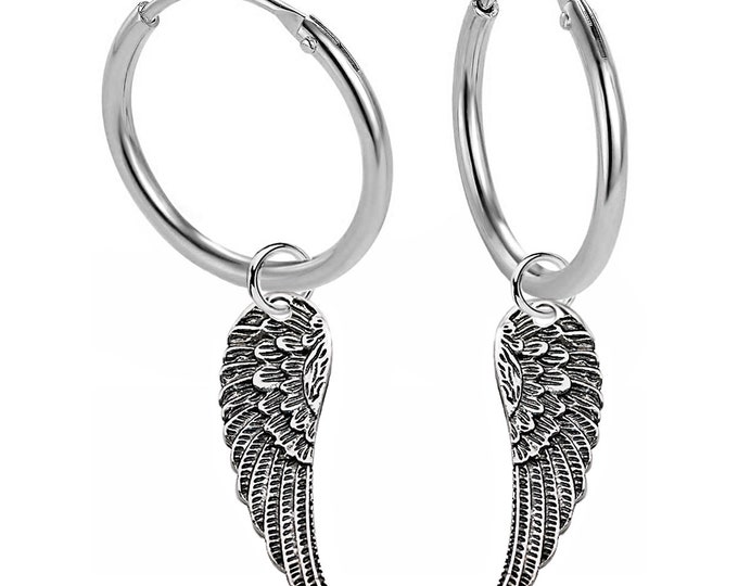 Earrings Earrings with an angel wing made of sterling silver 925 for women, men and girls
