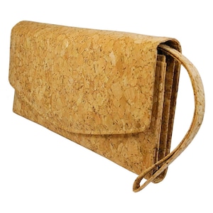 MarBello Vegan Geldbeutel Geldbörse Reisebrieftasche kompakt Brieftasche aus Kork mit Handschlaufe für Damen und Girls