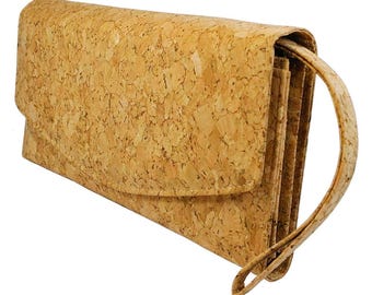 MarBello Vegan Wallet Purse Travel Wallet Compact Wallet made of Cork with Hand Strap for Women and Girls