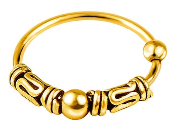 Piercing Ring 925 Sterling Silver 18K Gold Plated Yellow Gold Thin Hoop Ear Piercing and Ball Closure for Women, Men and LGBT.
