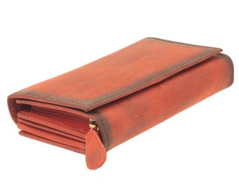 Ladies wallet and purses or purses with RFID protection made of genuine leather Compact with lots of credit card slots