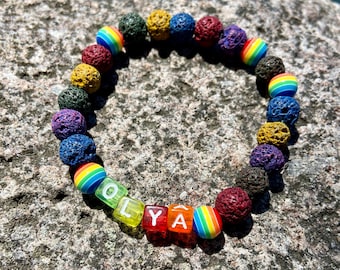 Customize Bracelet Multicolor Lava Bead Bracelet Essential Oil Bracelet Stretch Bracelet Gift for Girl Gift for Boy