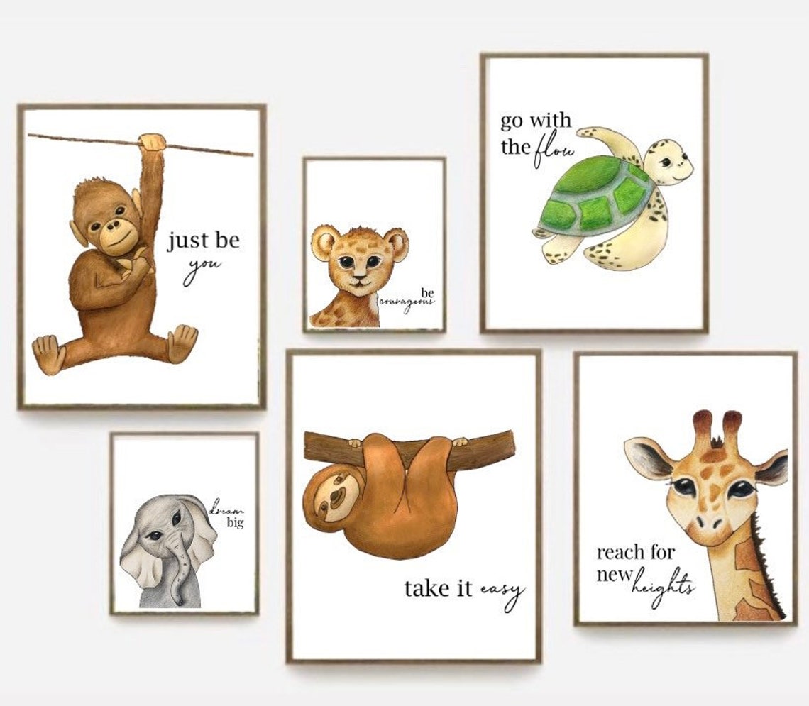 Safari Animals & Quotes for Nursery Nursery Prints Baby Etsy