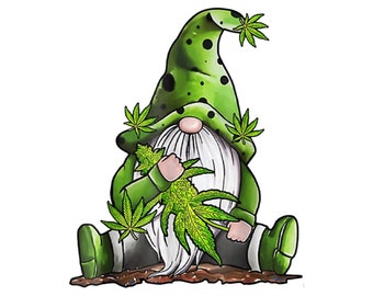 Gnome Hippie Green Vinyl Sticker