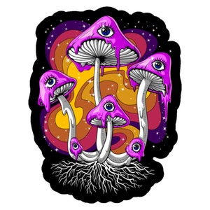 Psychedelic Drippy Mushrooms Vinyl Sticker