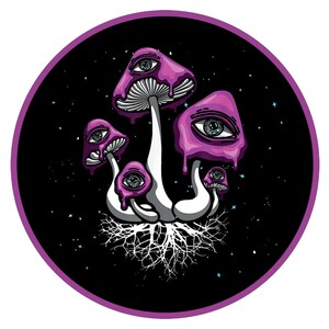Magic Mushrooms and Starry Eyes Vinyl Sticker