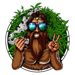 Bigfoot Hippie Stoner Vinyl Sticker