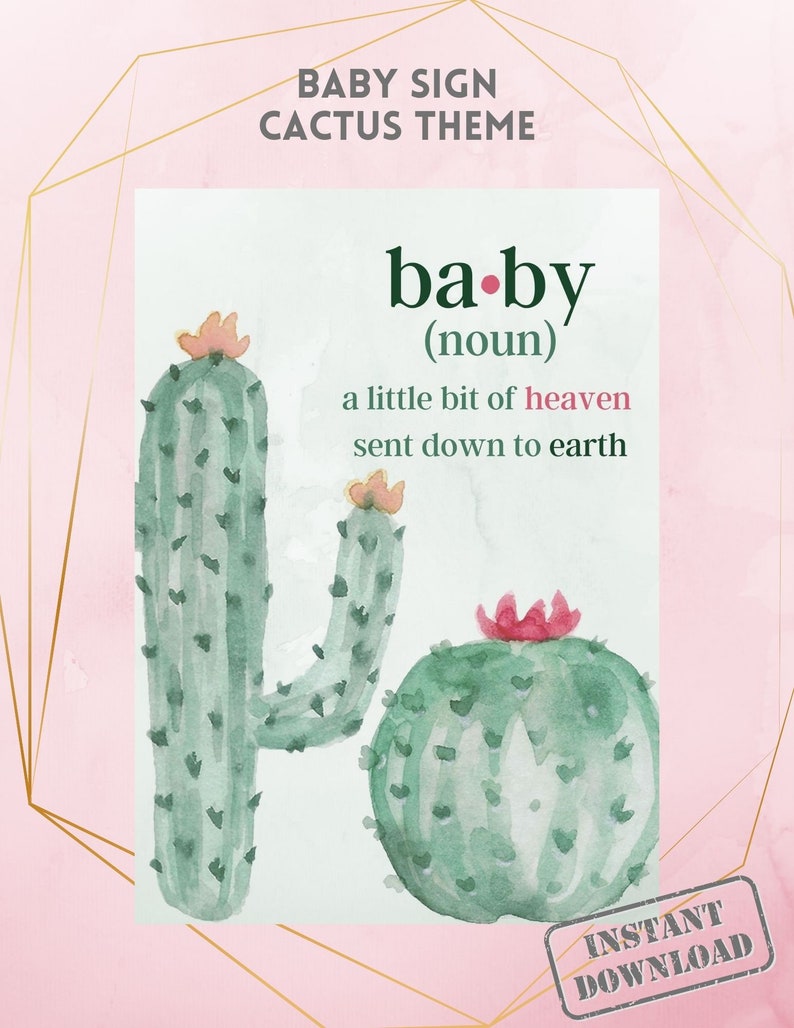 Baby Shower Sign Baby Cactus Decoration Shower Decorations- Digital Download! Baby Noun Decoration Cactus Baby Sign Baby Shower Signs