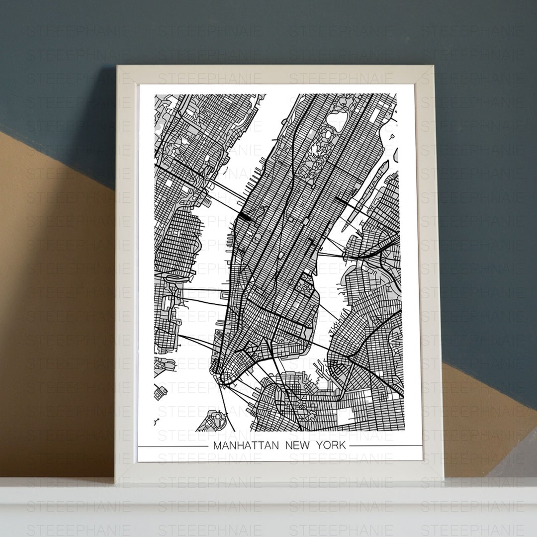 New York Manhattan Map DIGITAL DOWNLOAD - Etsy