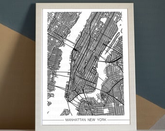 New York Manhattan Map DIGITAL DOWNLOAD